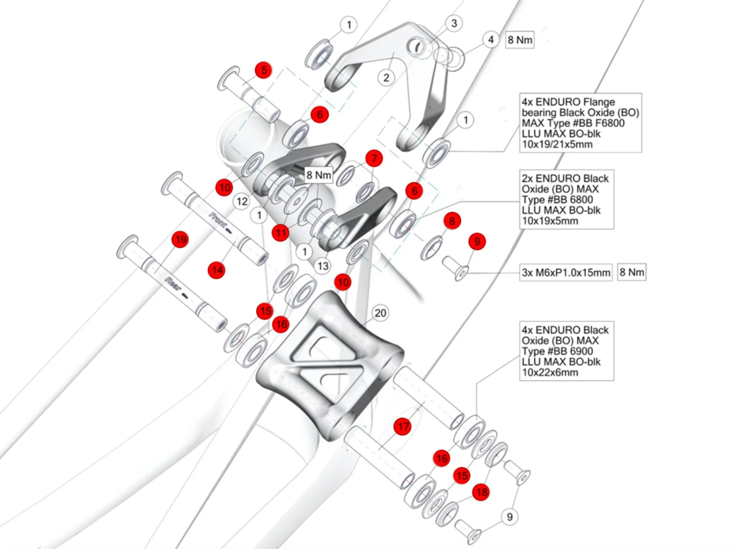 BMC Kit De Visserie Et Roulements Pour Fourstroke / FS01 2023 - 30004037 3 BMC Kit De Visserie Et Roulements Pour Fourstroke / FS01 2023 - 30004037